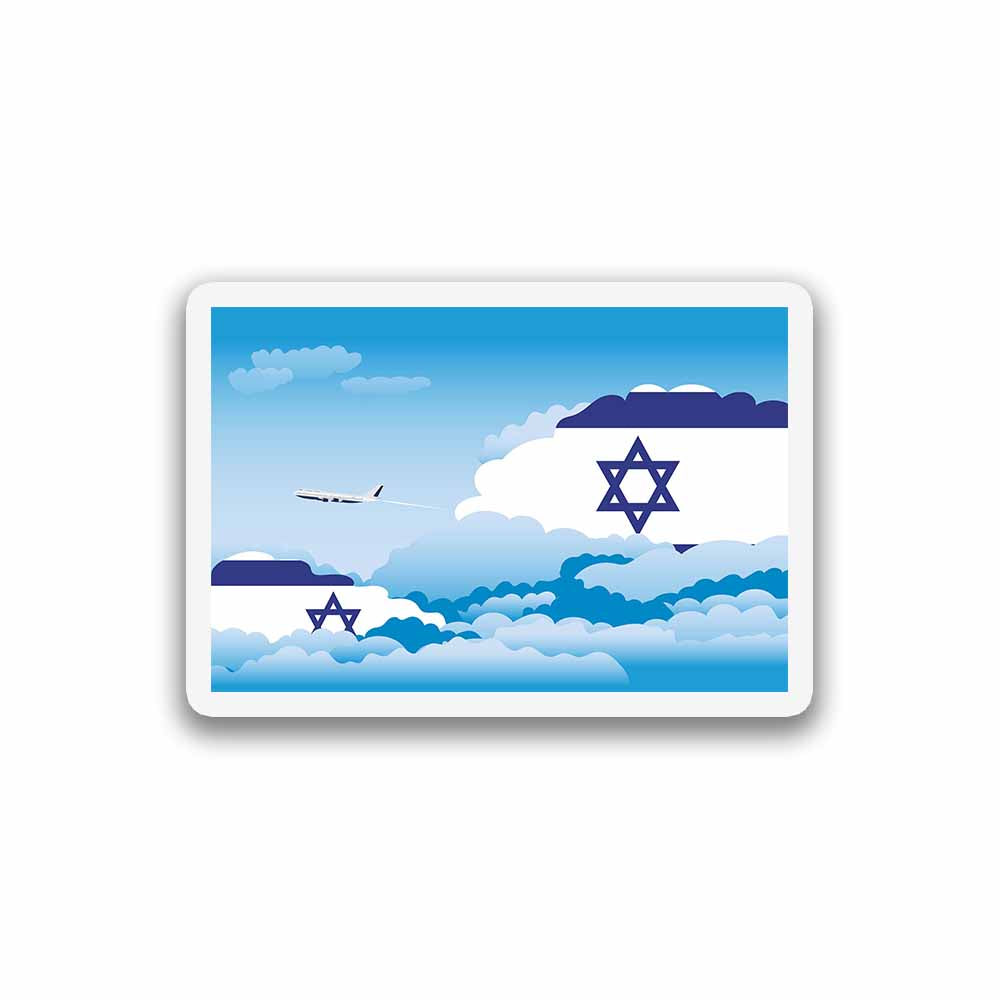 Israel Airplane Day Clouds Sticker & Magnet
