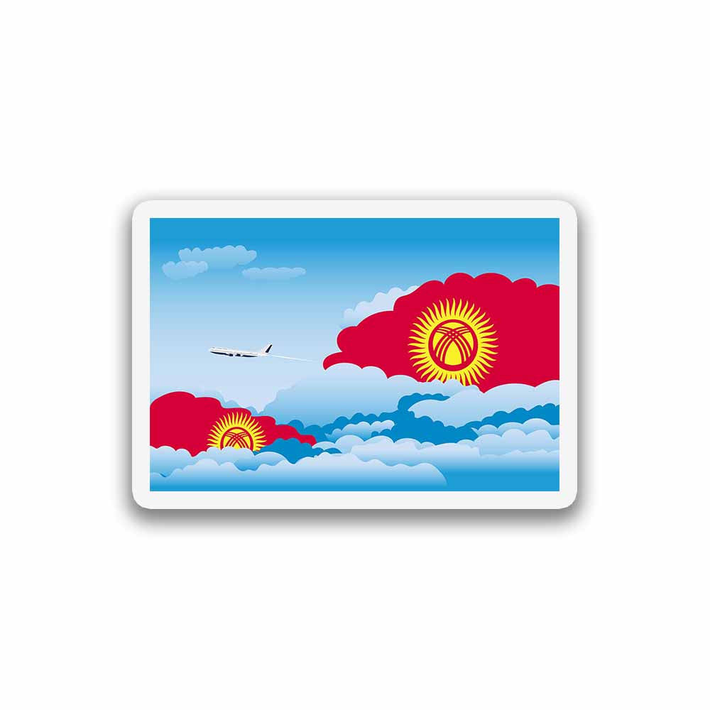 Kyrgyzstan Airplane Day Clouds Sticker & Magnet