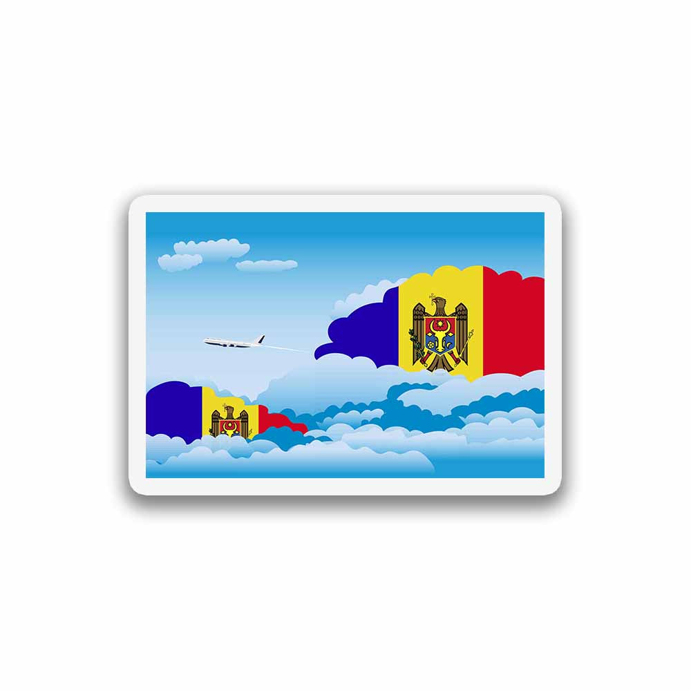 Moldova Airplane Day Clouds Sticker & Magnet
