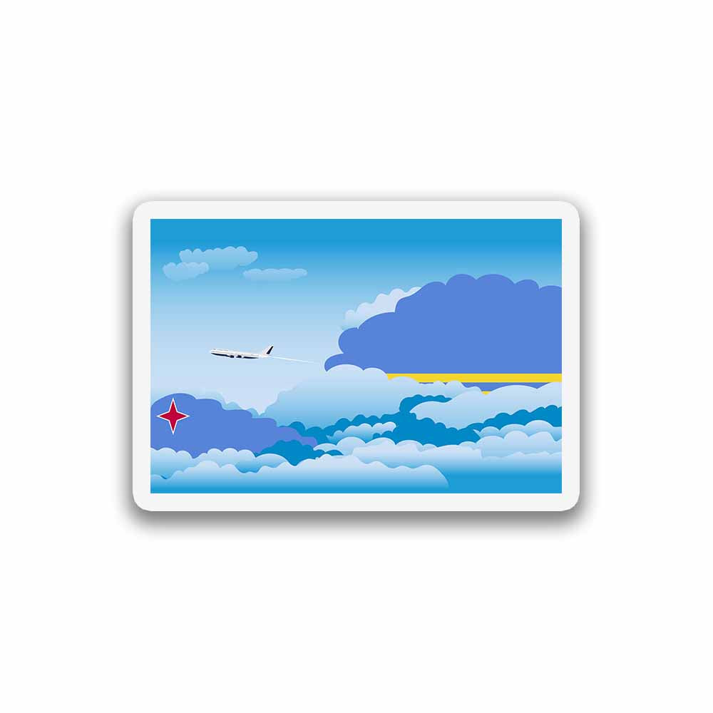 Aruba Airplane Day Clouds Sticker & Magnet
