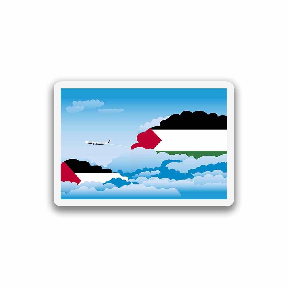 Palestine Airplane Day Clouds Sticker & Magnet