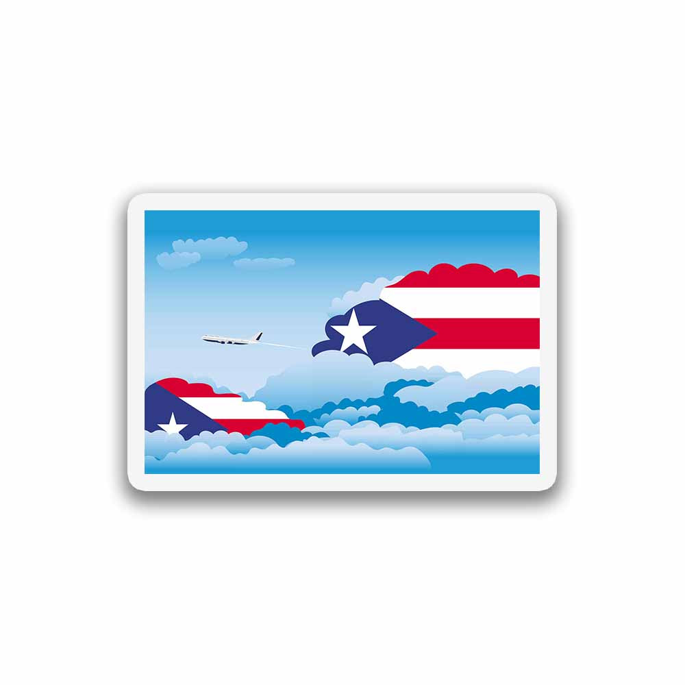 Puerto Rico Airplane Day Clouds Sticker & Magnet