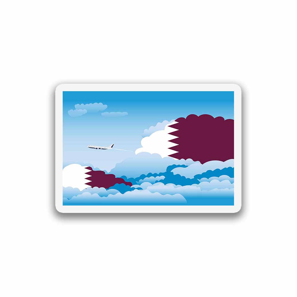 Qatar Airplane Day Clouds Sticker & Magnet