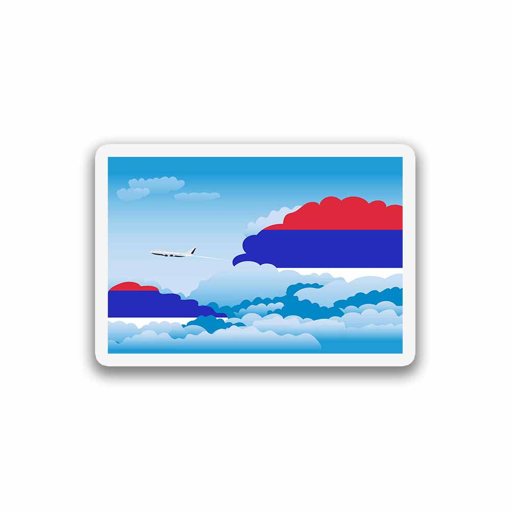 Republika Srpska Airplane Day Clouds Sticker & Magnet