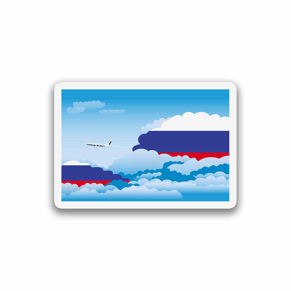 Russia Airplane Day Clouds Sticker & Magnet