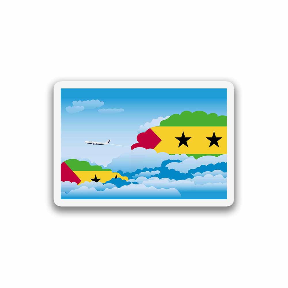 Sao Tome and Principe Airplane Day Clouds Sticker & Magnet