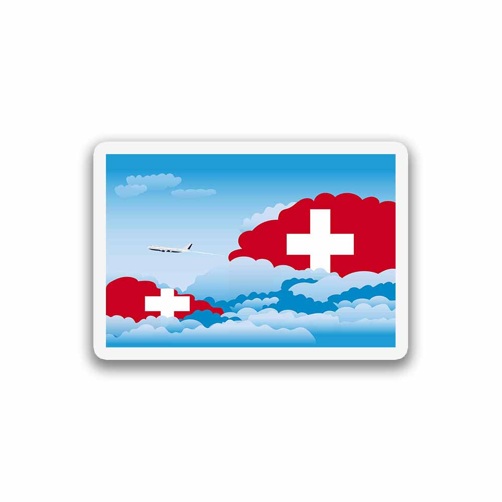 Switzerland Airplane Day Clouds Sticker & Magnet