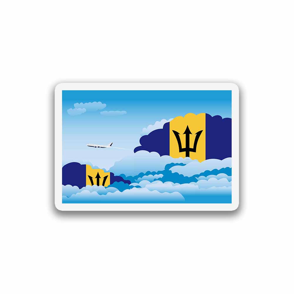 Barbados Airplane Day Clouds Sticker & Magnet