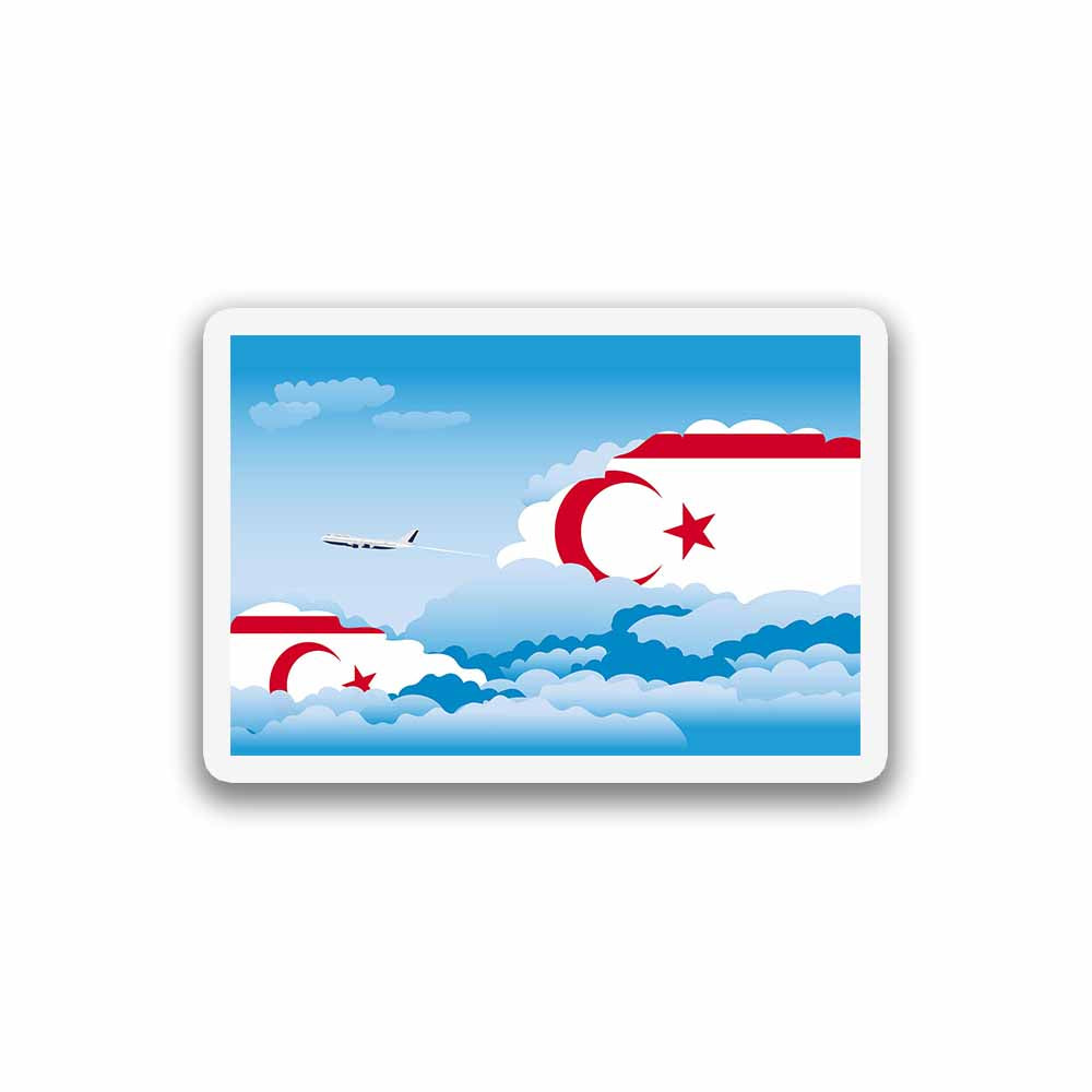 Turkish Republic of Northern Cyprus Airplane Day Clouds Sticker & Magnet