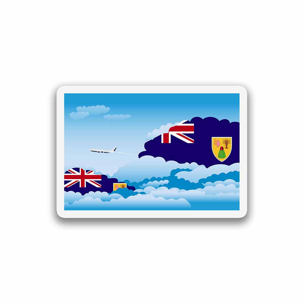 Turks and Caicos Islands Airplane Day Clouds Sticker & Magnet