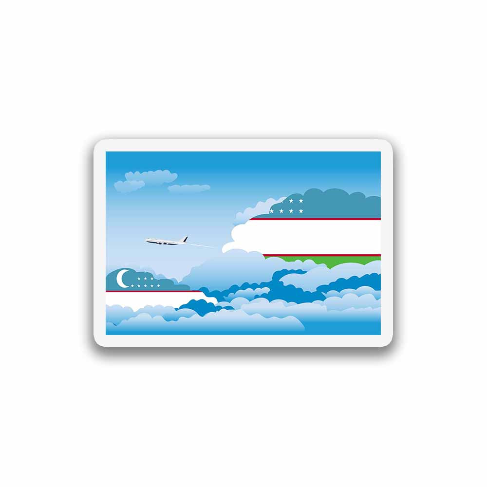 Uzbekistan Airplane Day Clouds Sticker & Magnet