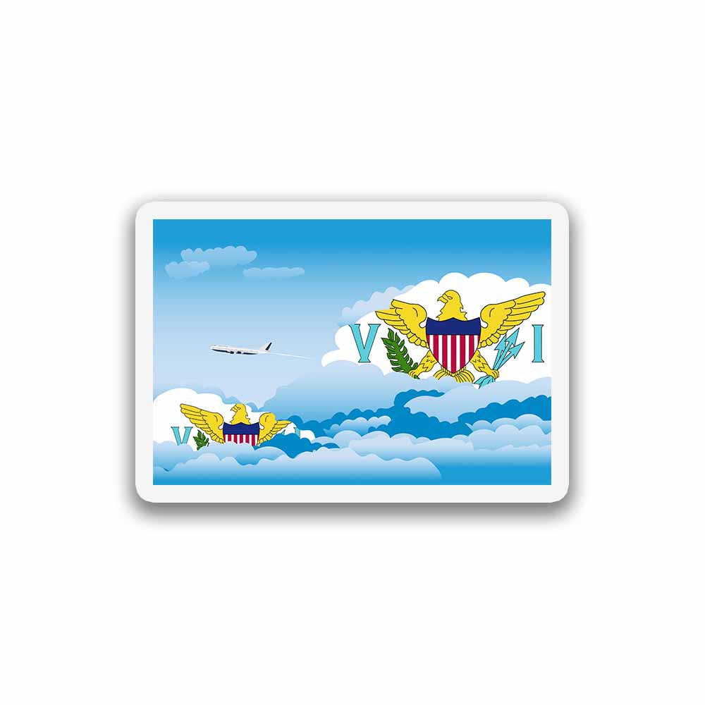 Virgin Islands  US Airplane Day Clouds Sticker & Magnet
