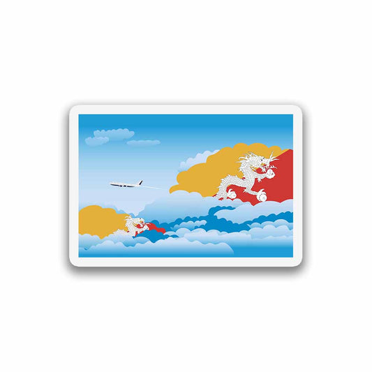 Bhutan Airplane Day Clouds Sticker & Magnet