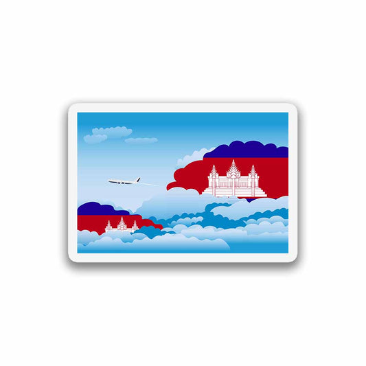 Cambodia Airplane Day Clouds Sticker & Magnet