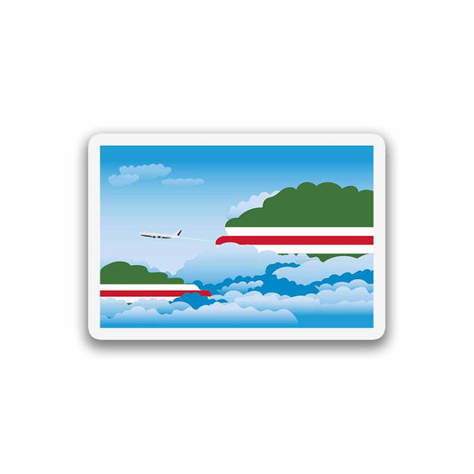 Chechen Republic of Ichkeria Airplane Day Clouds Sticker & Magnet