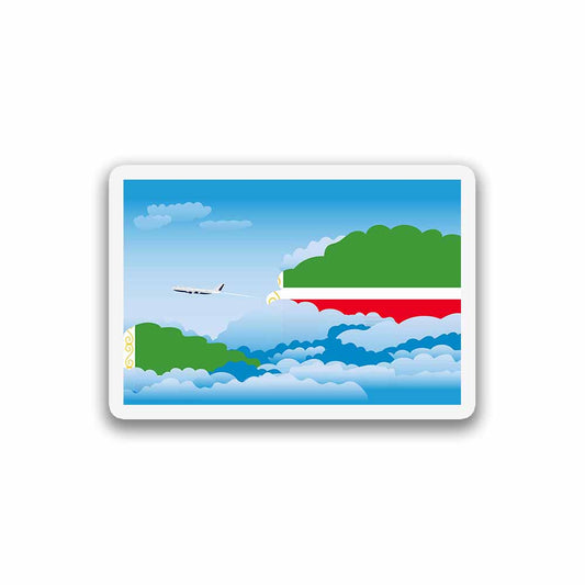 Chechen Republic Airplane Day Clouds Sticker & Magnet