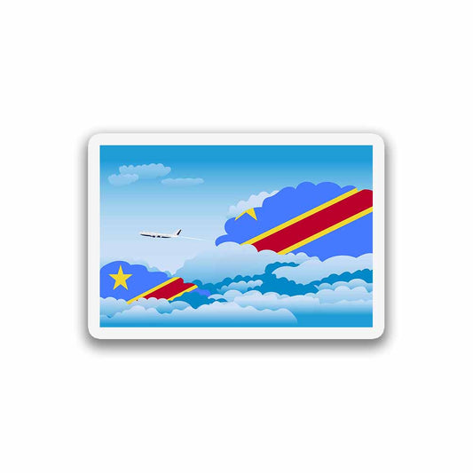 Congo, Democratic Republic of the Airplane Day Clouds Sticker & Magnet
