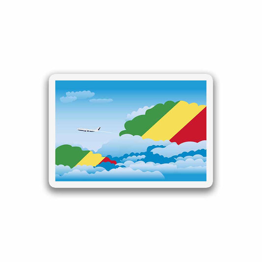 Congo, Republic of the Airplane Day Clouds Sticker & Magnet