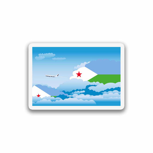 Djibouti Airplane Day Clouds Sticker & Magnet