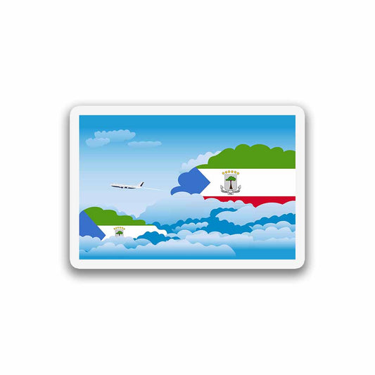 Equatorial Guinea Airplane Day Clouds Sticker & Magnet