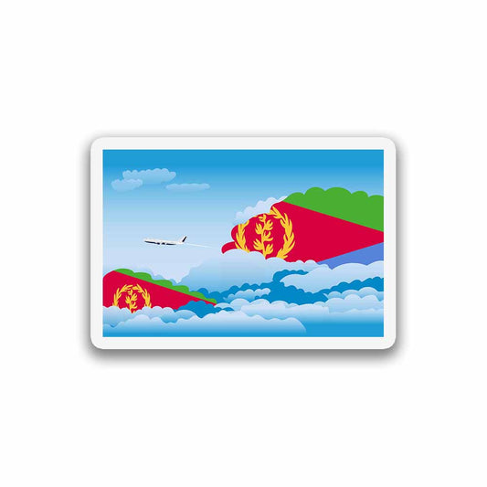 Eritrea Airplane Day Clouds Sticker & Magnet