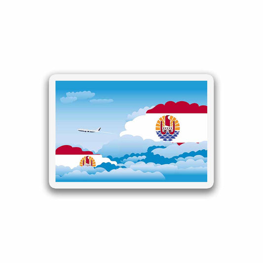 French Polynesia Airplane Day Clouds Sticker & Magnet