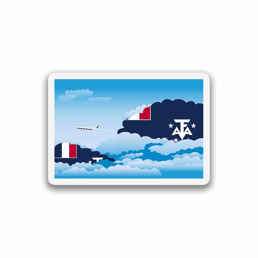 French Southern and Antarctic Lands Airplane Day Clouds Sticker & Magnet