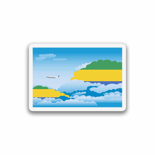 Gabon Airplane Day Clouds Sticker & Magnet