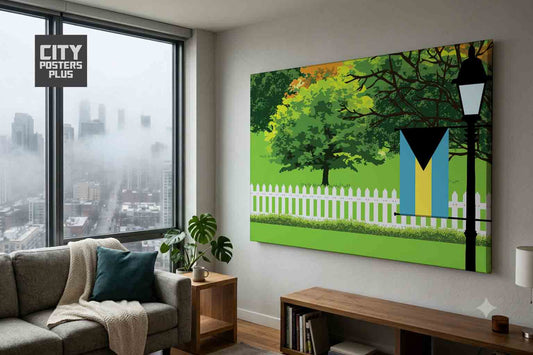 Bahamas Home Town Trees Landscape Canvas Wrapped Wall Art