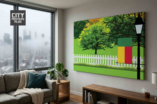 Benin Home Town Trees Landscape Canvas Wrapped Wall Art