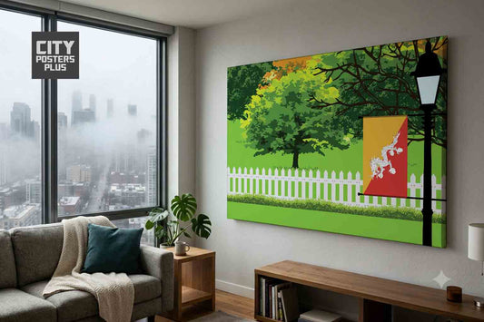 Bhutan Home Town Trees Landscape Canvas Wrapped Wall Art