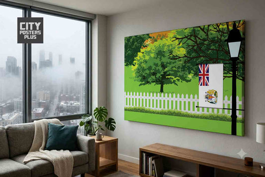 British Antarctic Territory Home Town Trees Landscape Canvas Wrapped Wall Art