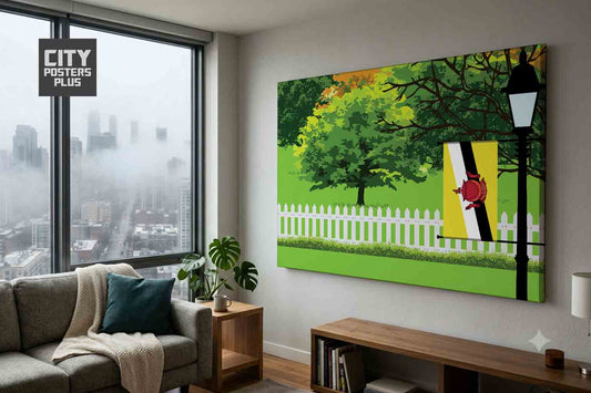 Brunei Home Town Trees Landscape Canvas Wrapped Wall Art