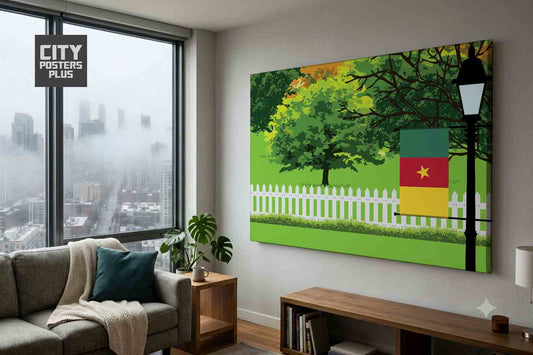 Cameroon Home Town Trees Landscape Canvas Wrapped Wall Art