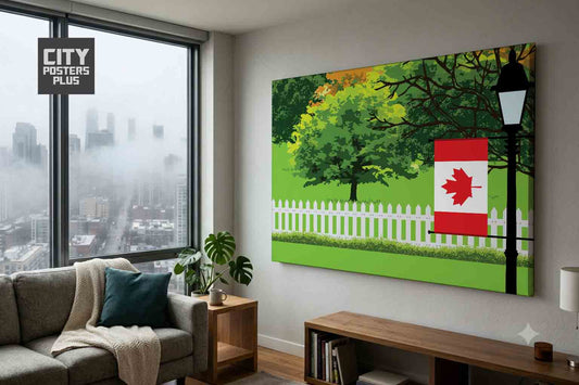 Canada Home Town Trees Landscape Canvas Wrapped Wall Art