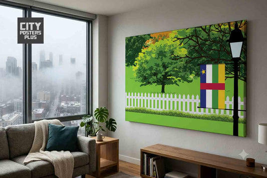 Central African Republic Home Town Trees Landscape Canvas Wrapped Wall Art