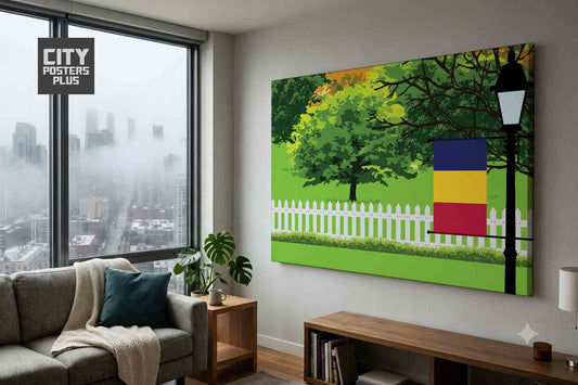 Chad Home Town Trees Landscape Canvas Wrapped Wall Art