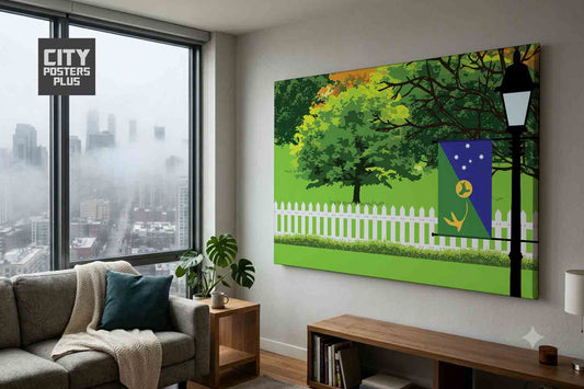 Christmas Island Home Town Trees Landscape Canvas Wrapped Wall Art