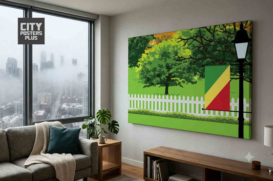 Congo Republic of the Home Town Trees Landscape Canvas Wrapped Wall Art