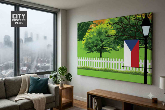 Czech Republic Home Town Trees Landscape Canvas Wrapped Wall Art
