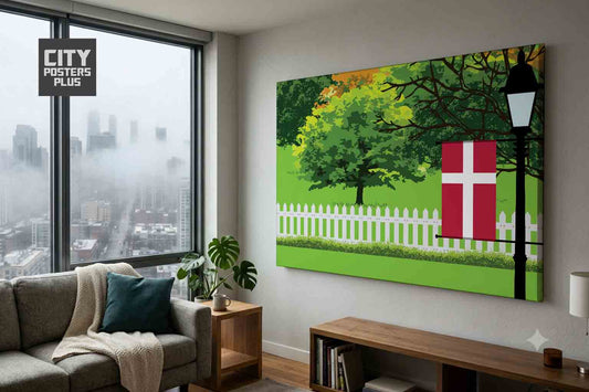Denmark Home Town Trees Landscape Canvas Wrapped Wall Art