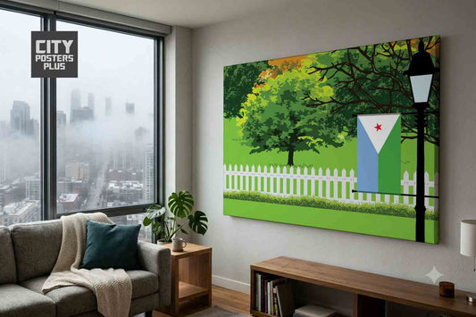 Djibouti Home Town Trees Landscape Canvas Wrapped Wall Art