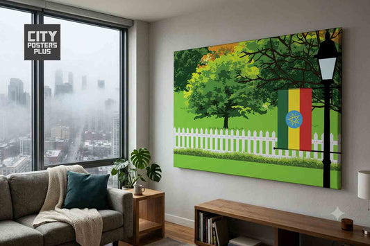 Ethiopia Home Town Trees Landscape Canvas Wrapped Wall Art