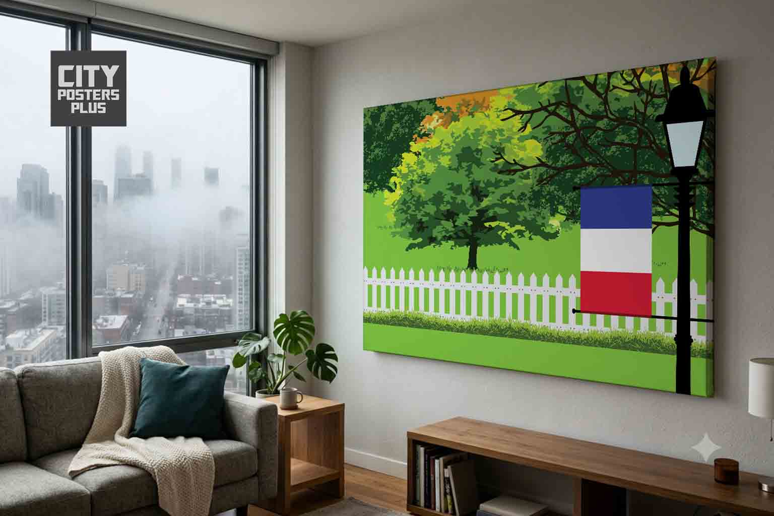 France Home Town Trees Landscape Canvas Wrapped Wall Art