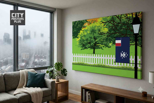 French Southern and Antarctic Lands Home Town Trees Landscape Canvas Wrapped Wall Art