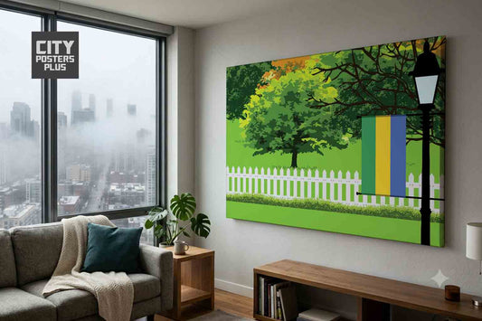 Gabon Home Town Trees Landscape Canvas Wrapped Wall Art