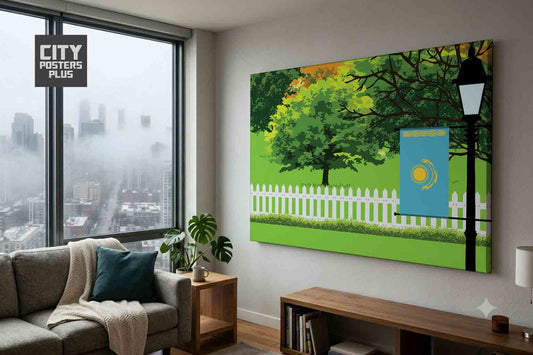 Kazakhstan Home Town Trees Landscape Canvas Wrapped Wall Art