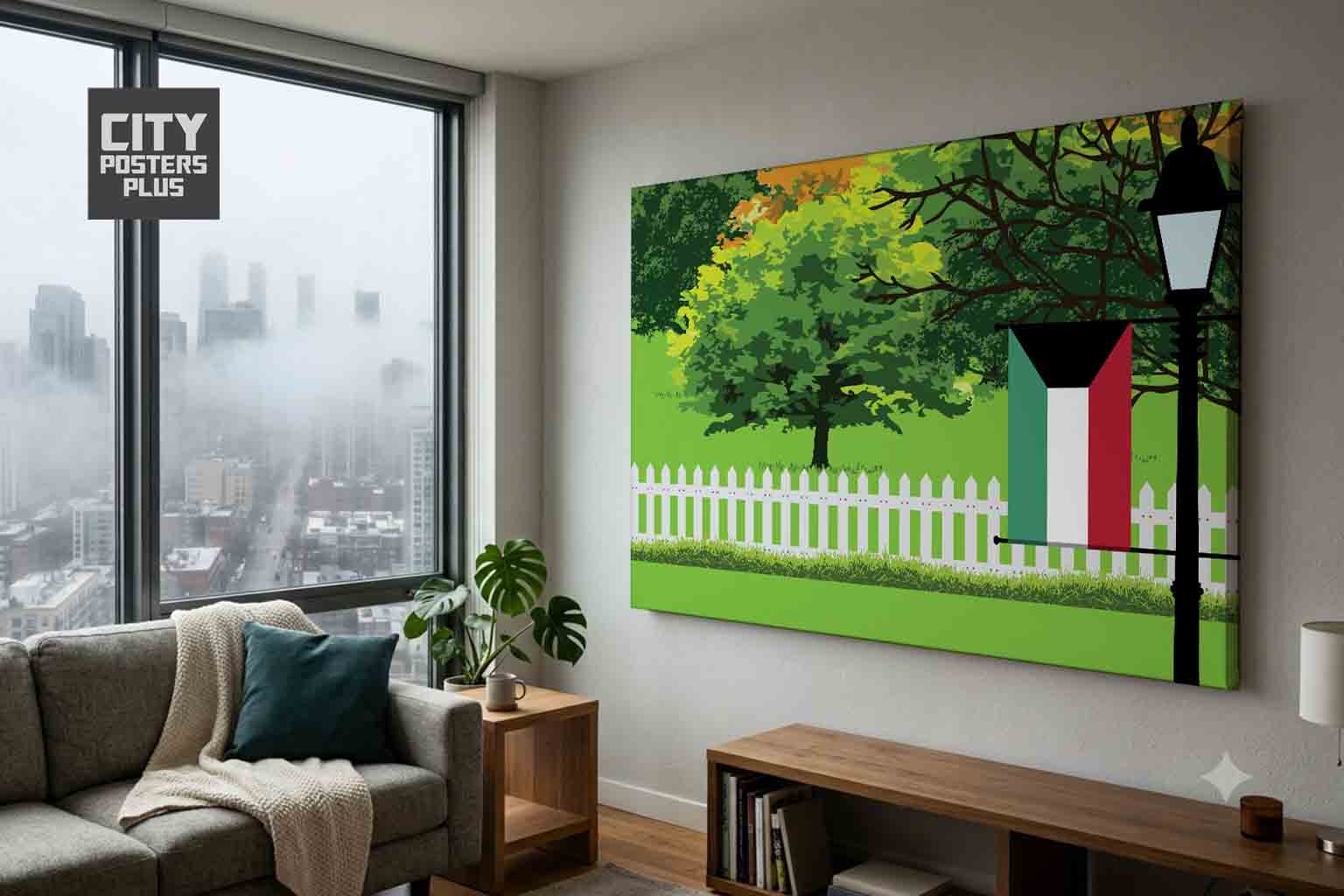 Kuwait Home Town Trees Landscape Canvas Wrapped Wall Art