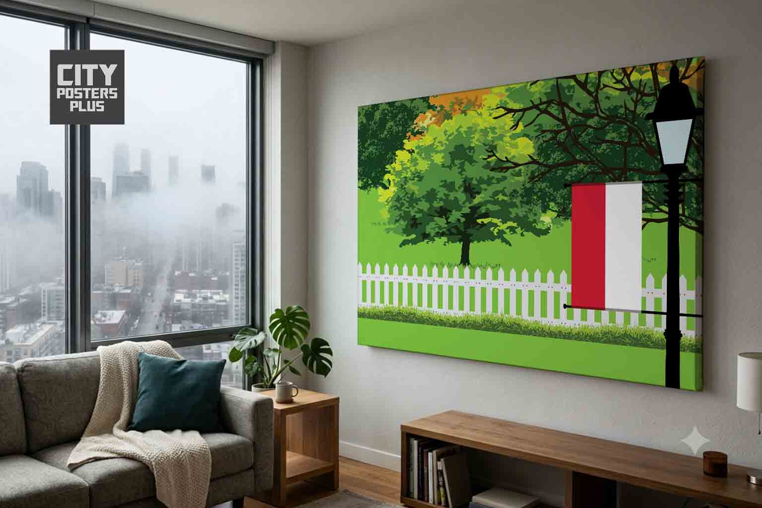 Monaco Home Town Trees Landscape Canvas Wrapped Wall Art