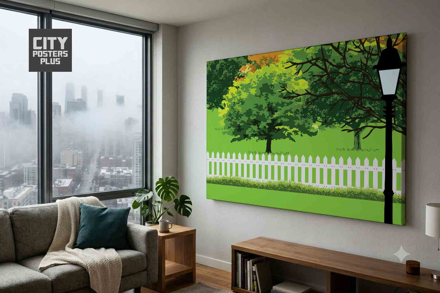 Trees Home Town Trees Landscape Canvas Wrapped Wall Art